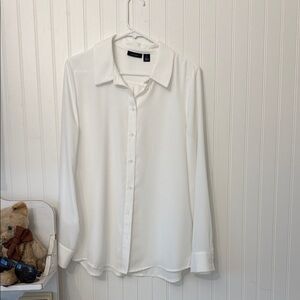 White Button-Up Long Sleeve Shirt - Classic dressy blouse